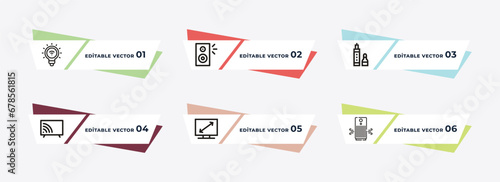 smart light, speakers, vaporizer, smart tv, television, air purifier outline icons. editable vector from electronic devices concept.