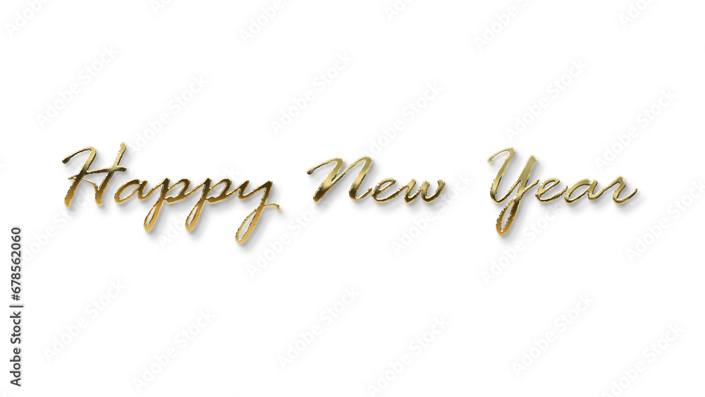 golden happy new year text calligraphy transparent png  for posters and banner and also for social media creative 
