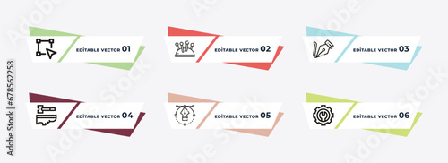 free transform, line tool, curvature, cobbler, opacity, repair tools outline icons. editable vector from edit tools concept.