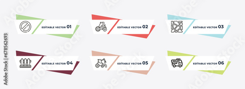 stopping, steamroller, paving, garden fence, backhoes, tipper outline icons. editable vector from construction concept.