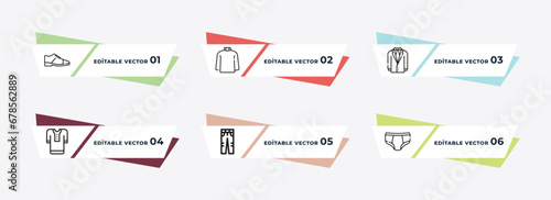 shoes, turtleneck, dinner jacket, kurta, jean, briefs outline icons. editable vector from clothes concept.