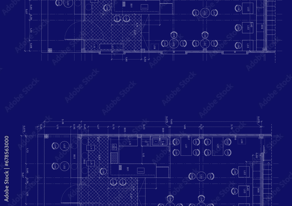 Floor plan designed building on the drawing. Floor plan designed building on the drawing.