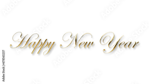 golden happy new year text calligraphy transparent png for posters and banner and also for social media creative 