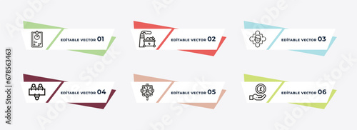 pie chart file, mining cart, man with solutions, sitting, big ferris wheel, pound coin on hands outline icons. editable vector from business concept.