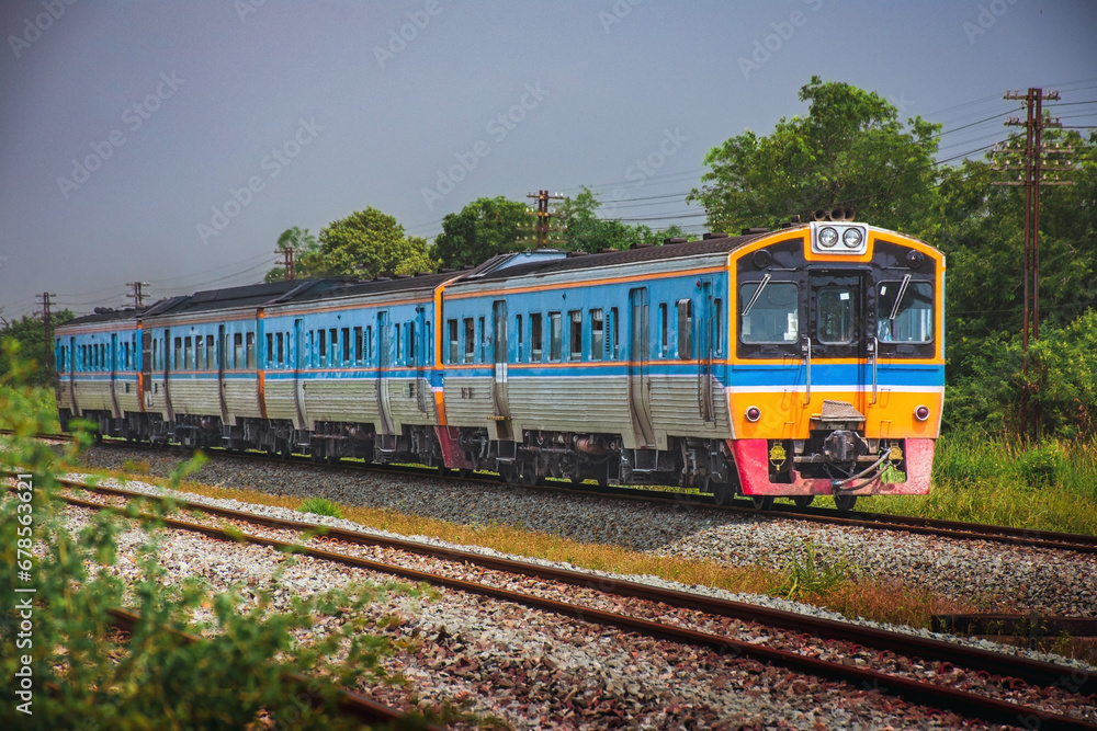 Diesel railcar on the railway.