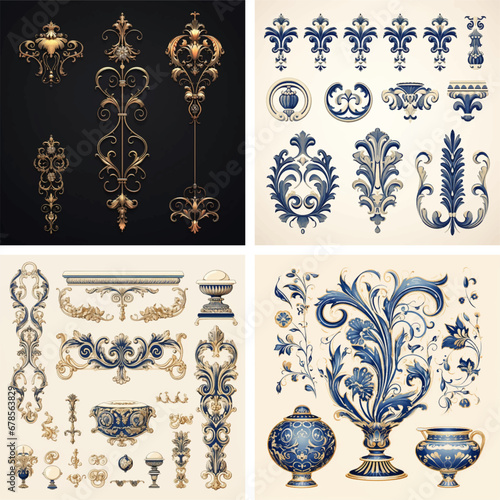 flourish vignette scroll victorian deco swirl arabesque damask calligraphic ornamental royal 