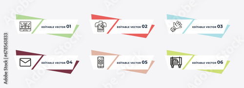 ar monocle, cyborg, bionic arm, mail, smartphone, hyperloop outline icons. editable vector from artificial intellegence concept.