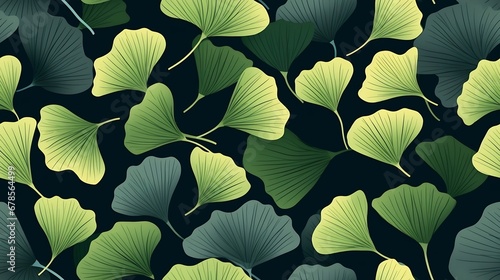Generative AI : Seamless pattern of gingko leaf. An endless pattern of green leaves.
