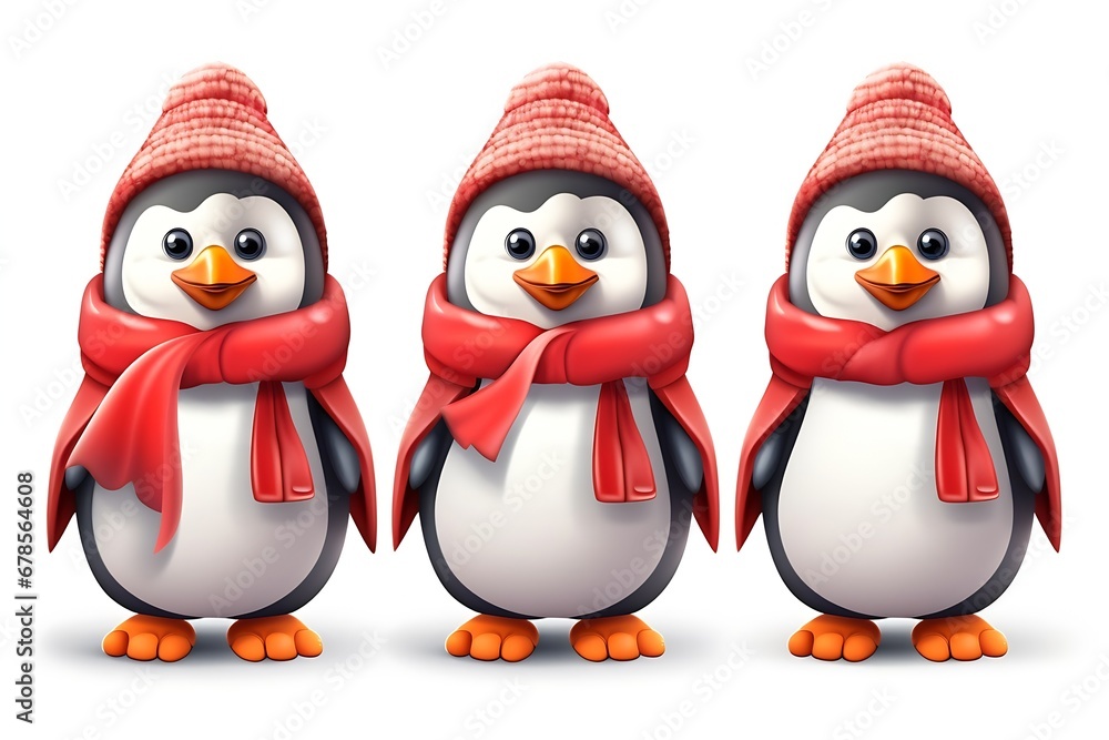 Generative AI : Safari Animal penguin in a red hat and jacket Generative AI : Safari Animal penguin in a red hat and jacket