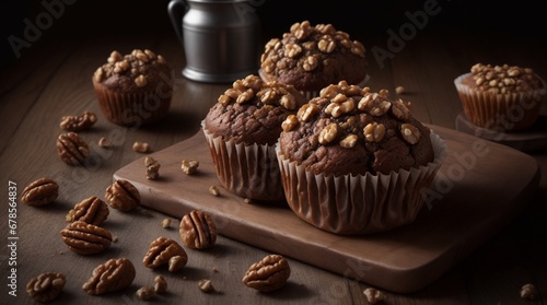 Walnut Muffins Emulating  the texture
