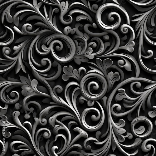 antique floreal motive wallpaper dark colored , generated by AI