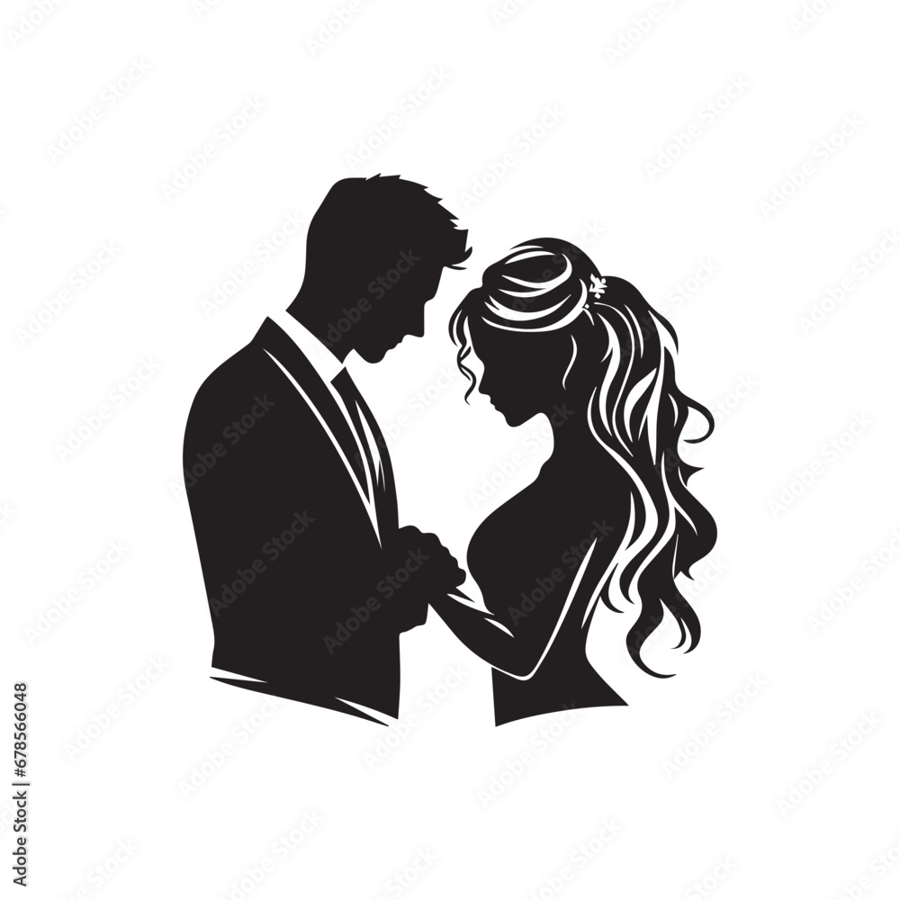 Husband and Wife Silhouette - Silhouetted Love Story, Perfect for Design Projects that Demand the Timeless Elegance of a Couple's Embrace in Stock Photography