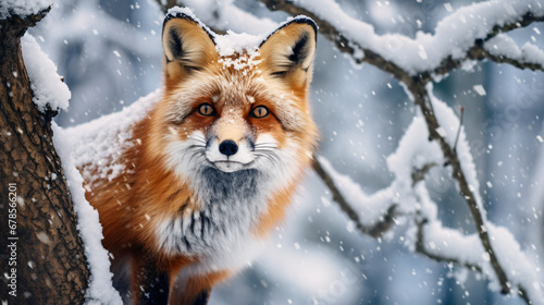 A red fox in the snow © Hassan