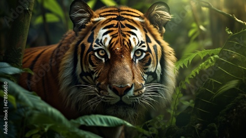 A Bengal tiger in the jungle.