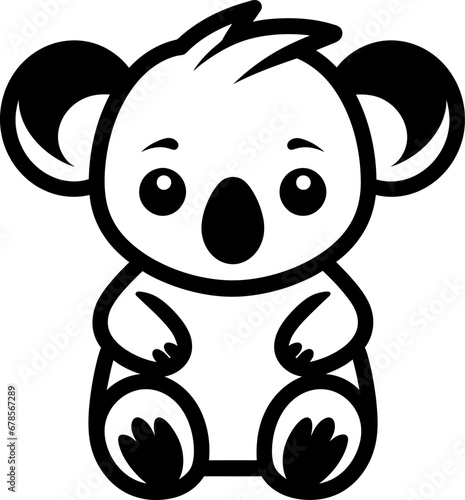 Cute koala silhouette icon in black color. Vector template for laser cutting.