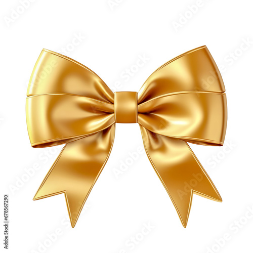 Gold bow isolated on white background. 