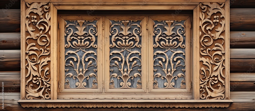 carving on an aged Russian window