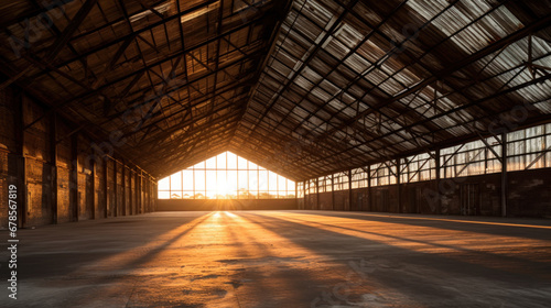 Sunset Rays Shining Through Old Warehouse