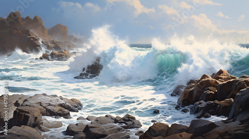 A rocky coast with waves © Hassan