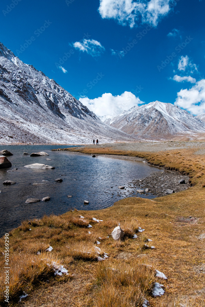 Ice lake in the side of the road before changla Pass in Ladakh, India. Ice lake in the side of the road before changla Pass in Ladakh, India.