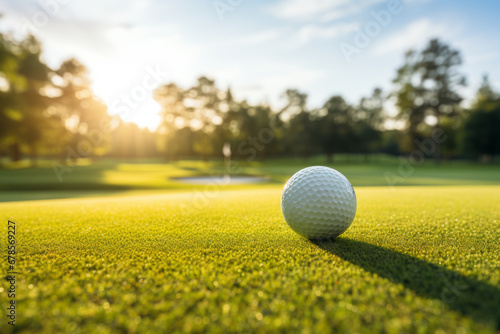 A golf ball on the golf course photo