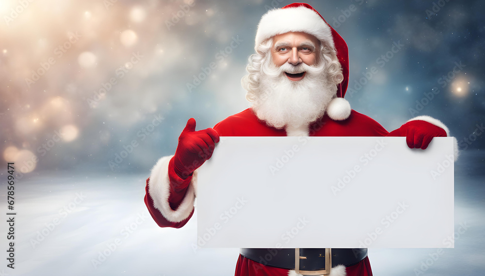Naklejka premium Santa claus with blank sign
