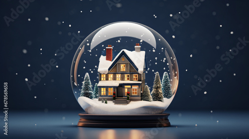 A snow globe with christmas trees