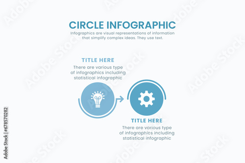 Minimal business circle infographic design template for cycling diagram. presentation and round chart. Business concept with 2 stages. Modern flat vector illustration for data visualization.