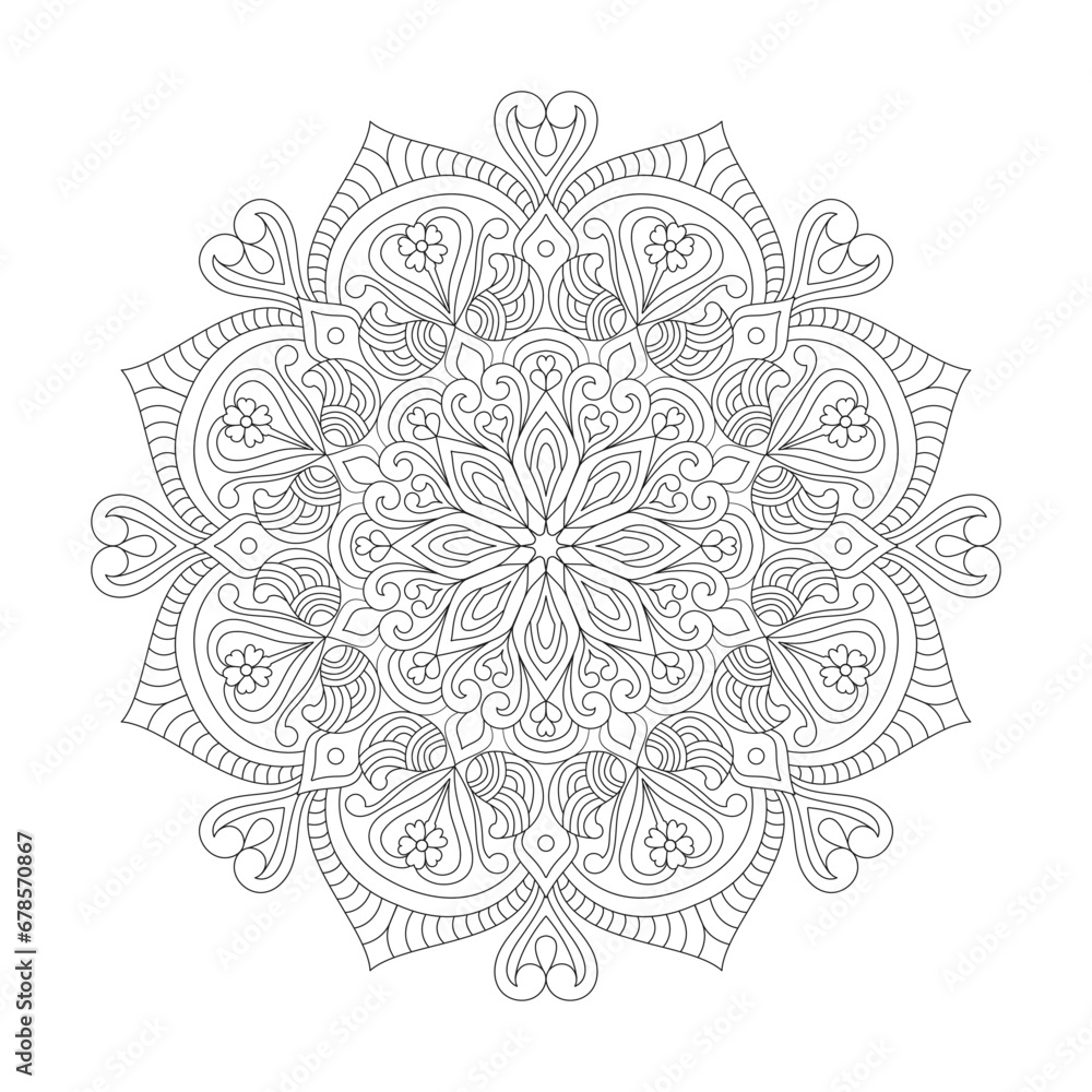 Adult radiant tranquility mandala coloring book page for kdp book interior