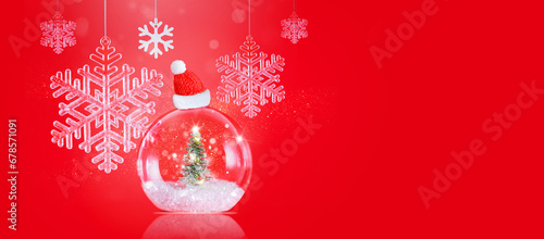 Christmas composition decor on a red background