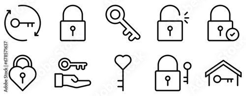 keys and locks line style icon collection © Artcuboy