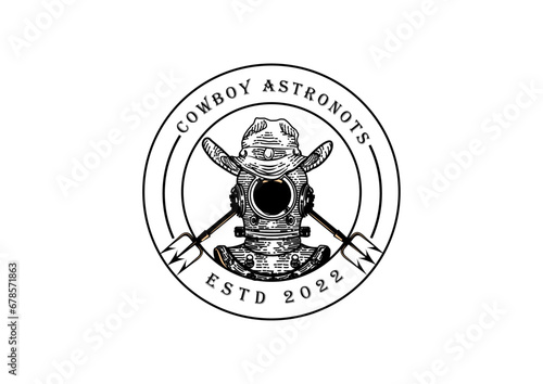 illustration of an astronaut as a cowboy in a hat