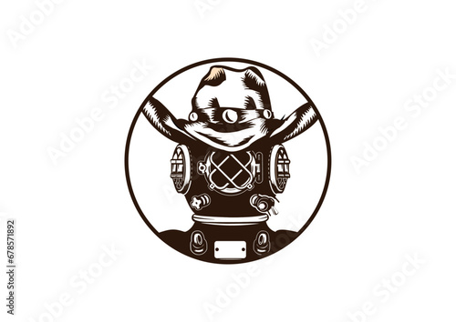 illustration of an astronaut as a cowboy in a hat