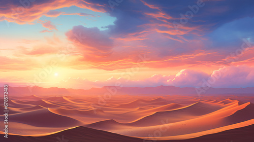A sunset over a desert