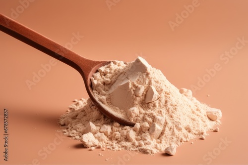 Measuring spoon for milk whey protein. AI Generated photo