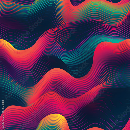 seamless abstract colourful neon glowing line waves texture pattern