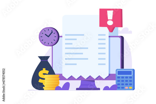 Payment bill due date expiration notification concept. . Vector illustrations for banner, website, landing page, flyer.