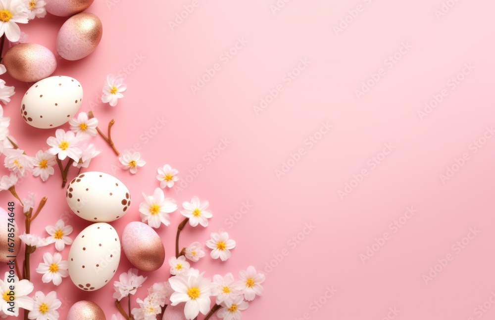 Colorful Easter chocolate eggs, bunnies and spring flowers border flat lay on pink background. Happy Easter! Stylish easter layout, greeting card or banner template. Colorful Easter chocolate eggs, bunnies and spring flowers border flat lay on pink background. Happy Easter! Stylish easter layout, greeting card or banner template.