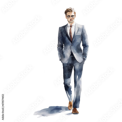 watercolour, man in a suit