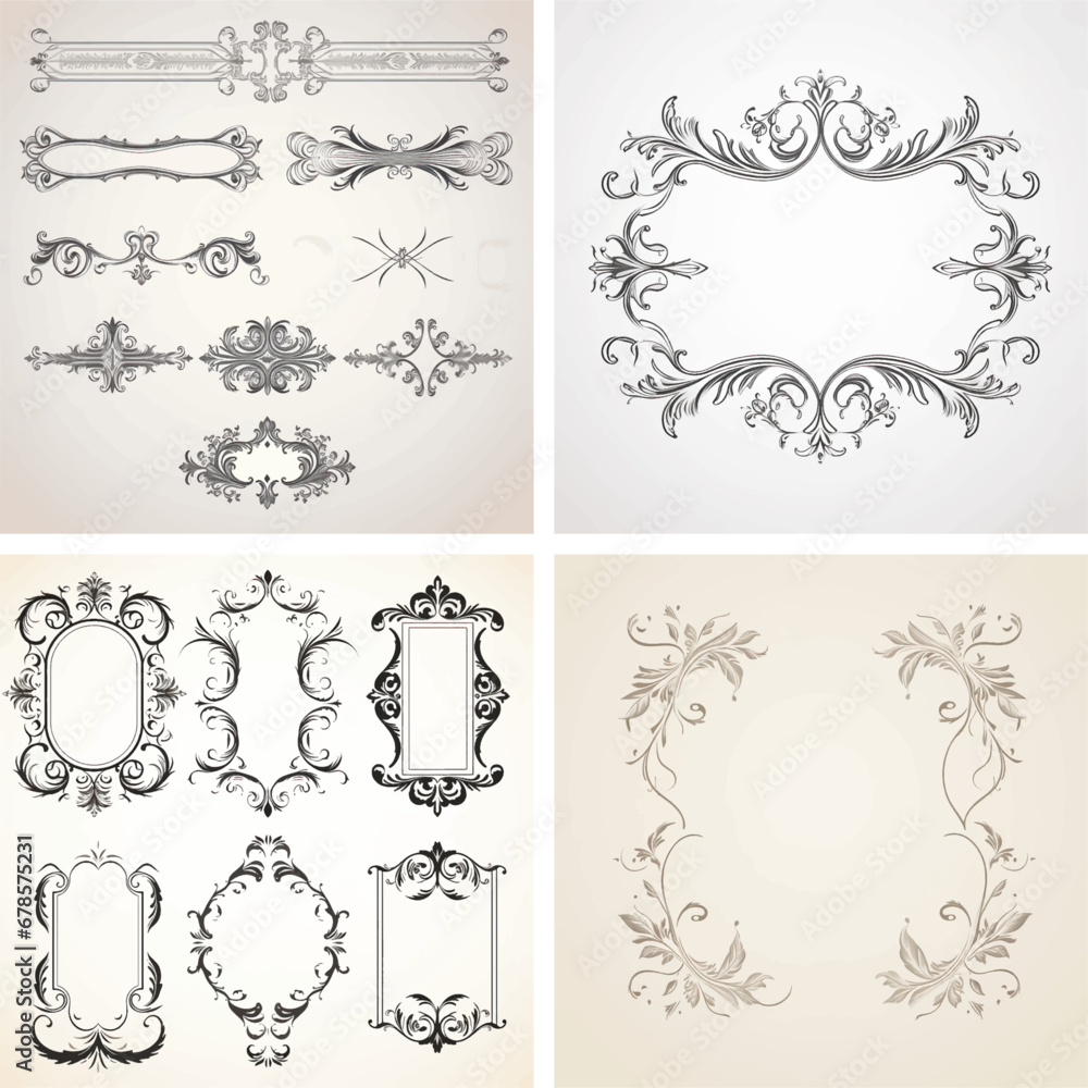 flourish vignette scroll victorian swirl typographic certificate calligraphic corner ornamental ornate