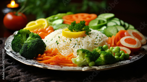 Rice with vegetables.