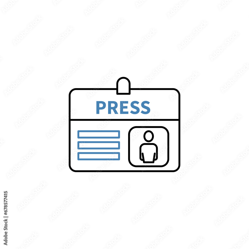 Press pass concept line icon. Simple element illustration. Press pass concept outline symbol design. Press pass concept line icon. Simple element illustration. Press pass concept outline symbol design.