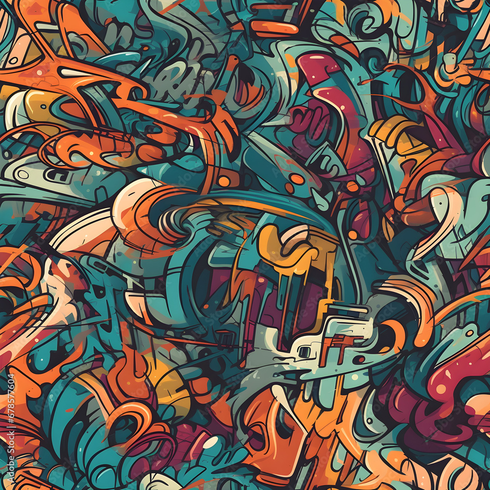 Fototapeta premium colourful seamless abstract graffiti doodles texture pattern