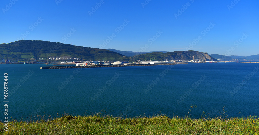 Port of Bilbao seen from Getxo. Basque Country. Spain