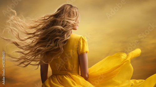 A woman in a yellow dress