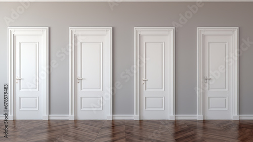 banner of interior doors in a classic luxurious style with a light canvas, minimalism