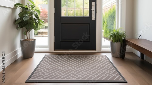 An image of a foot mat installed at the entrance to a house. photo