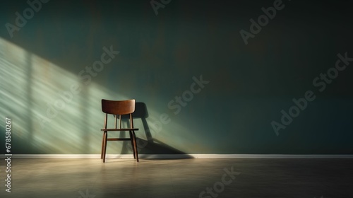 An image of a single chair located in an empty room.