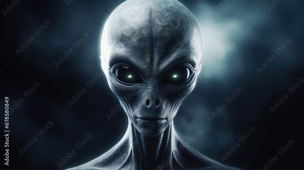 Alien creature has a message for humans. Grey kind humanoid from an other planet portrait series. Alien creature has a message for humans. Grey kind humanoid from an other planet portrait series.
