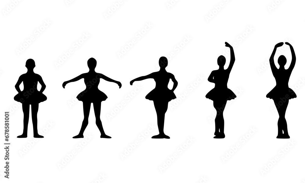 ballet poses silhouettes set 